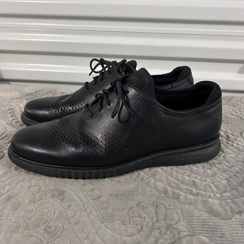 Cole Haan Zerogrand Black Leather Wingtip Oxford Shoes Mens CGrand 13 wide